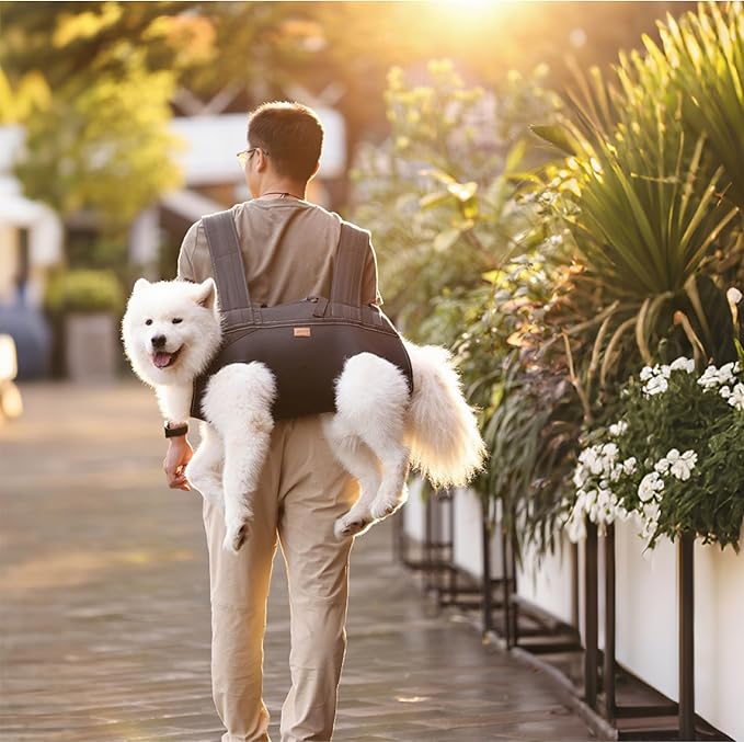 Dog Lift Harness Backpack Carrier for Large Dogs, Full Body Sling with Handle, Dog Harness for Joint Injuries, Arthritis, Ideal for Stairs, Elderly Dogs (Black Large 20-29 LBS)-PawvioPets