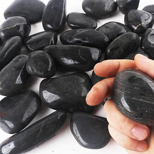 2LB 1"-2" Black River Rocks for Plants, Polished Pebbles for Garden Landscaping, Planters, Aquariums, Vase Fillers – Indoor & Outdoor Decor-PawvioPets