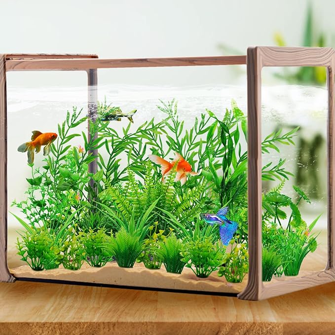 Aquarium Decorations - 25pcs Green Plants for Fish Tank, Plastic Decor Accessories-PawvioPets