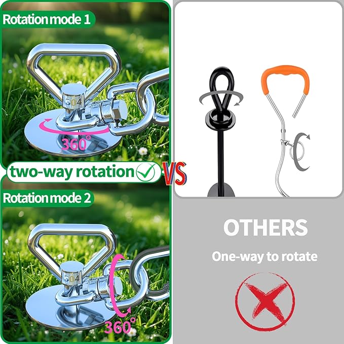 Dog Tie Out Cable and Stake,with 45FT Heavy Duty Cable,360° Swivel Dog Run Stake-No Tangle-Runner for Yard-Suitable for Large Dogs Up to 150 lbs-for Outdoor Camping-PawvioPets