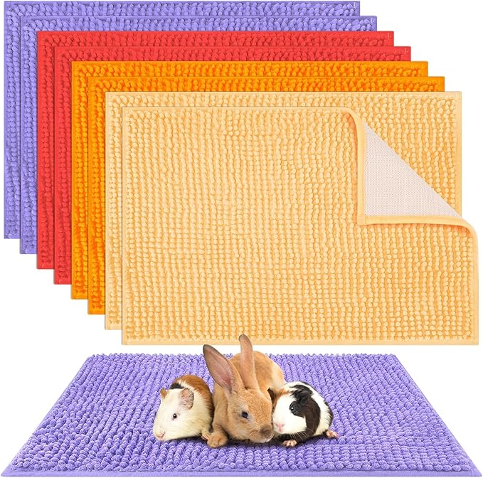 Barydat 8 Pcs Guinea Pig Cage Liner for Guinea Pig Cage Bedding Reusable Rabbit Mat Pad Washable Training Pad Animal Sleeping Bedding Mat(24x16'',Beige, Brown, Red, Orange)-PawvioPets