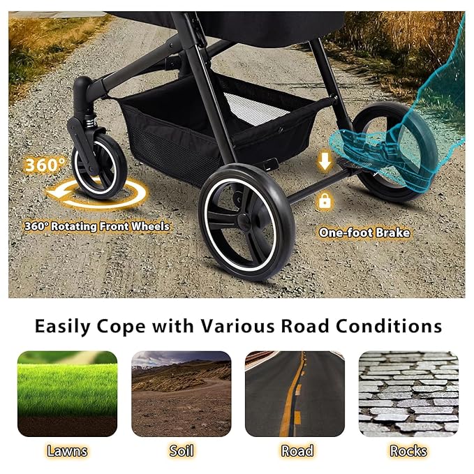 Foldable Double Pet Stroller for 2 Small Medium Cats Dogs, Lightweight Single and Double Integrated Pet Stroller with Detachable Carriers-PawvioPets