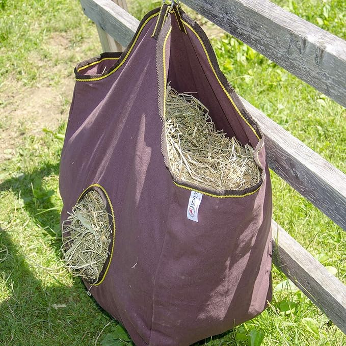 Derby Originals Large 24 OZ Canvas Horse Hay Bag 2 Sided Combo Design X Wide Gusset and 6 Month Warranty-PawvioPets