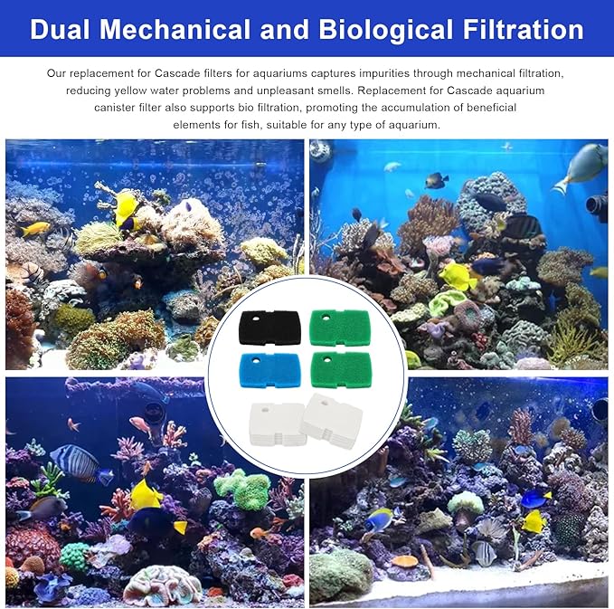 16 PCS Replacement Canister Filter Pad Compatible with Pennplax Cascade 1200/1500 CCF4UL/CCF5UL, Aquarium Sponge Media Parts Canister Filter Floss Pads for Fish Tank-PawvioPets