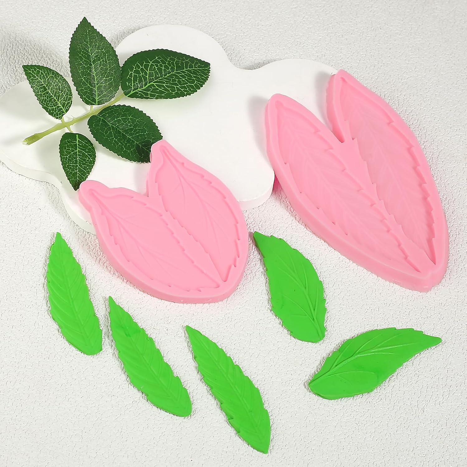4 Pcs Fern Leaf Cake Decoration Fondant Molds, Multi-Size Leaf Silicone Molds for Baking Cookies, Candies, Chocolate, Dough, Gum, Flower Paste, DIY Resin Clay Plaster Pendant Crafts Reusable