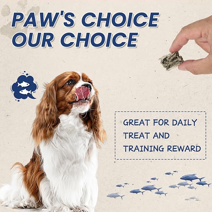 Cod Skin Cubes Dog Treat, Chew Fish Skins Rolls w/Taurine, One-Ingredient Grain Free Healthy Dog Treat, Rich in Omega3, 8 oz-PawvioPets