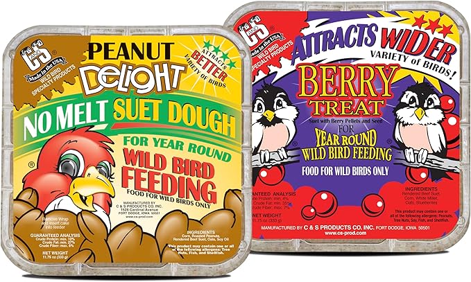 C&S Suet Variety Value Pack, Peanut Delight Dough & Berry Treat 24 Pack-PawvioPets