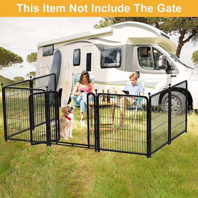 Doorless Dog Playpen 56inch 10 Panels, Dog Fence Outdoor for Yard, Garden Fence for Medium/Large Pets. Black Dog Pens Total22.1 Ft(L)-PawvioPets