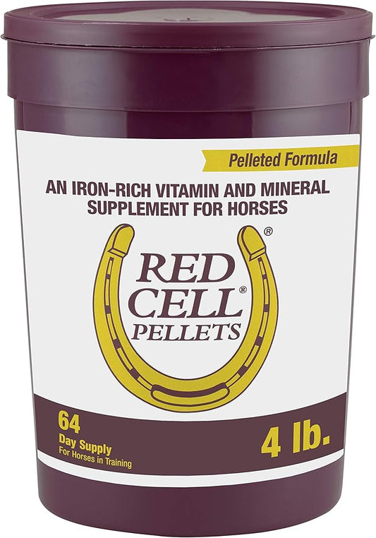 Farnam Horse Health Red Cell Pellets, Vitamin-Iron-Mineral Supplement for Horses, Helps Fill Important Nutritional Gaps in Horse's Diet, 4 lbs., 64-Day Supply-PawvioPets