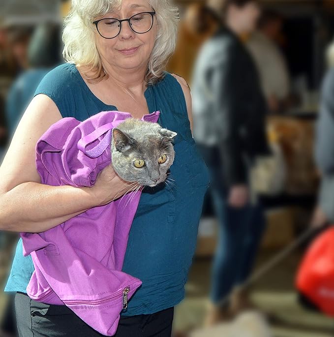 Cozy Comfort Carrier - X-Small Lavender Cat Carrier Soft, Cat Restraint Bag and Cat Sling Carrier for Grooming, Vet Visits, Medication Administration, Dental Care, and Nail Trimming-PawvioPets