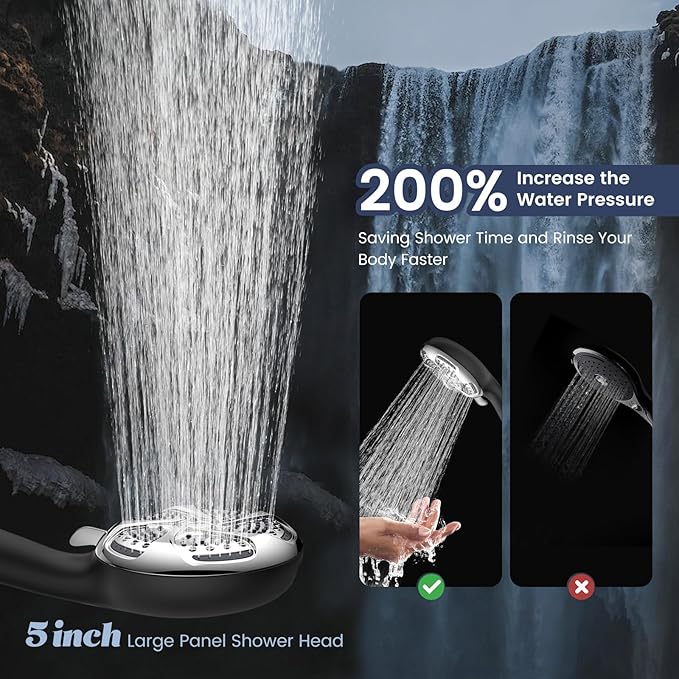 FEELSO Filtered Shower Head with Handheld, High Pressure 7-Spray Showerhead with Filters for Hard Water - Remove Chlorine, Reduce Dry Itchy Skin, Anti-clog Nozzles, Power Wash to Clean Tub, Tile & Pet-PawvioPets