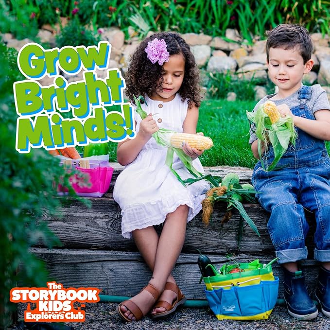 Blue Kids Gardening Tools - Includes Sturdy Tote Bag, Watering Can, Gloves, Shovels, Rake, and Delightful Children's Book - Kids Garden Tool Set -Easter Gifts for Toddler Age on up.-PawvioPets