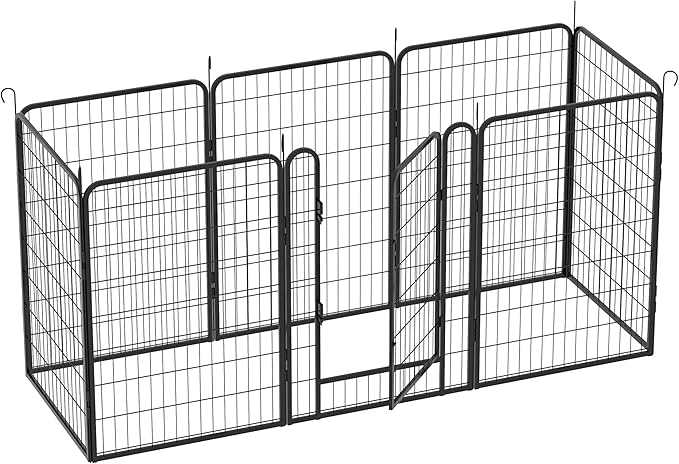 Dog Playpen, Outdoor Dog Fence, 12 Panels, 40" H Dog Pen for Large/Medium/Small Dogs, Heavy Duty Metal Pet Fence with Gate, Portable Dog Fence for RV Camping and Yard (Black)-PawvioPets