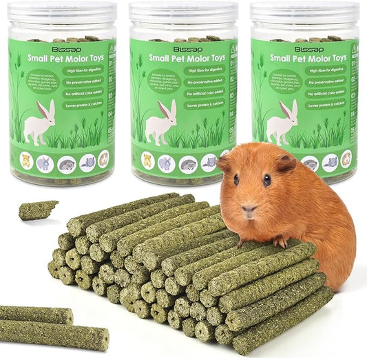 Bissap 114PCS Timothy Hay Sticks for Rabbits, Natural Timothy Grass Molar Teeth Stick Chew Toys for Bunnies Chinchillas Guinea Pigs Hamsters and Other Small Animals Treats-PawvioPets