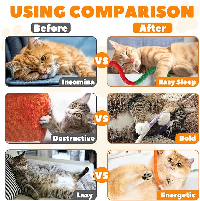 Cat Chew Ropes 3 Pack with Natural Catnip, Interactive Catnip Toys for Indoor Cats, Safe Teeth Cleaning Kitten Rope Toy, Durable Cat Kicker Chew Toy for All Breeds-PawvioPets