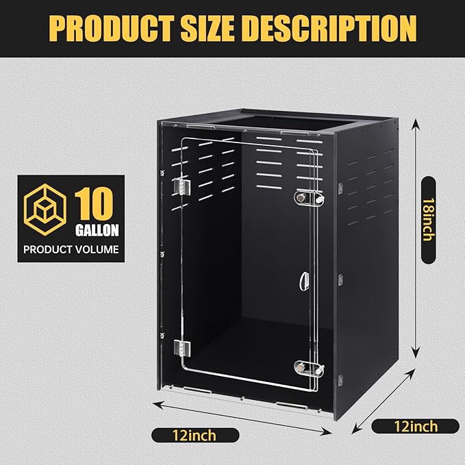 12x12x18 Reptile Enclosure – Acrylic Reptile Tank for Gecko, Snake, and Lizard – Compact PVC Terrarium for Small Pets-PawvioPets