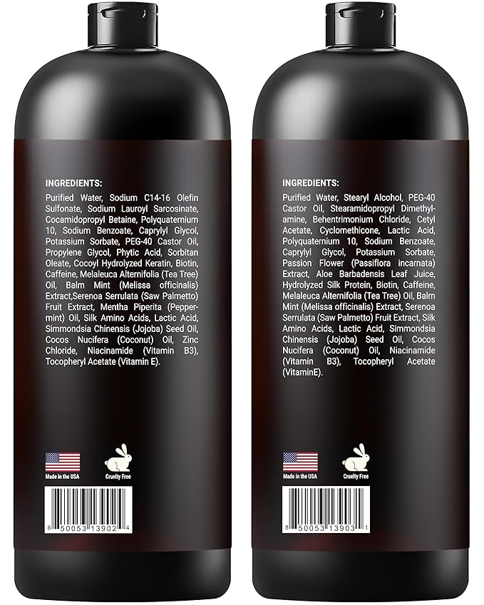 Biotin Shampoo and Conditioner Set with Keratin - Sulfate-Free Advanced Anti-Thinning, Hair Growth Shampoo and Conditioner Combo Repair Formula - with DHT Blockers, for Men & Women - 16 fl oz each-PawvioPets