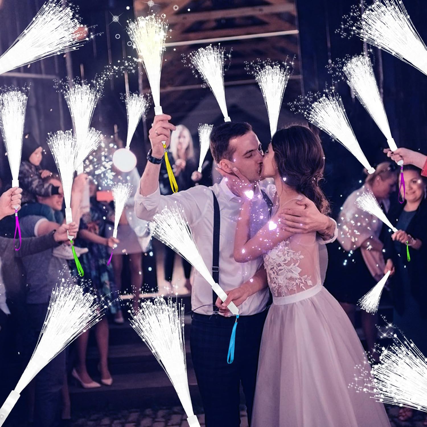 28 PCS Fiber Optic Wands with 3 Light Modes, Glow Wands & Light Up Wands for Kids, Sparklers Fireworks Sticks, Fiber Optic Lights for Wedding, New Year, Birthday, Carnival Parties