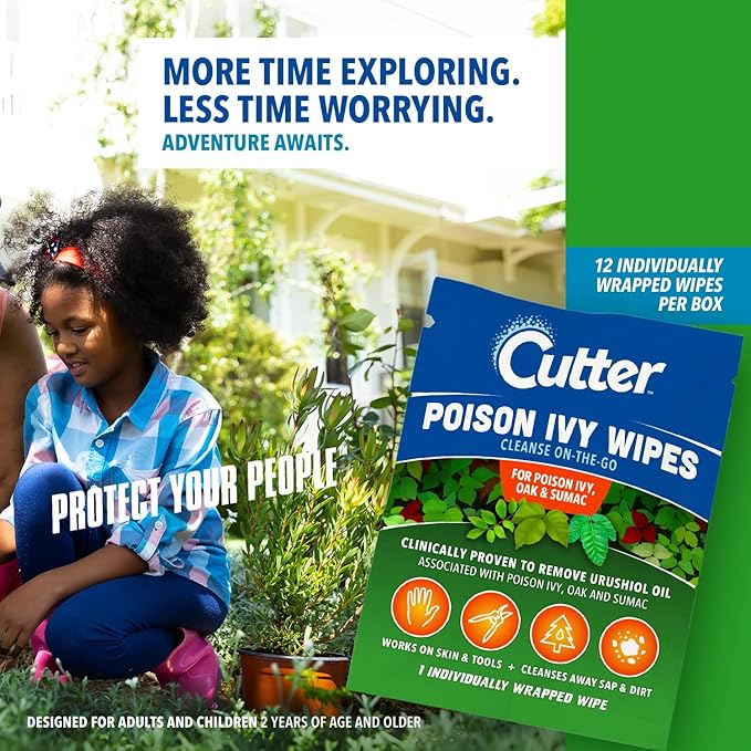 Cutter Poison Ivy Wipes, On-the-Go Cleansing for Poison Ivy, Oak & Sumac, 12 Wipes, (3 Pack)-PawvioPets
