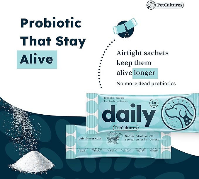 Daily Synbiotic Formula - A TriBiotic Blend with 6 Strains, B-Vitamins, and Digestive Enzymes in 30 Packs-PawvioPets