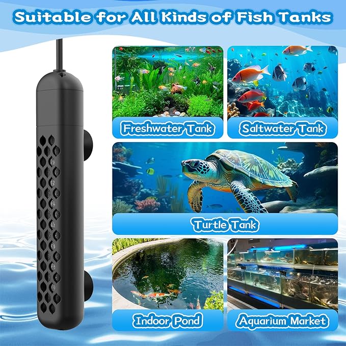Aquarium Heater, 100W/200W/300W/500W Adjustable Fish Tank Heater with Intelligent Digital LED Controller, Overheating and Out of Water Protection for Freshwater and Saltwater Tanks-PawvioPets