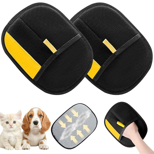 2PCS Pet Hair Remover Gloves, Electrostatic Pet Hair Removal Gloves for Cats & Dogs, Reusable Double Sided Pet Hair Remover,Versatile Grooming Gloves for Washing, Deshedding, Grooming-PawvioPets