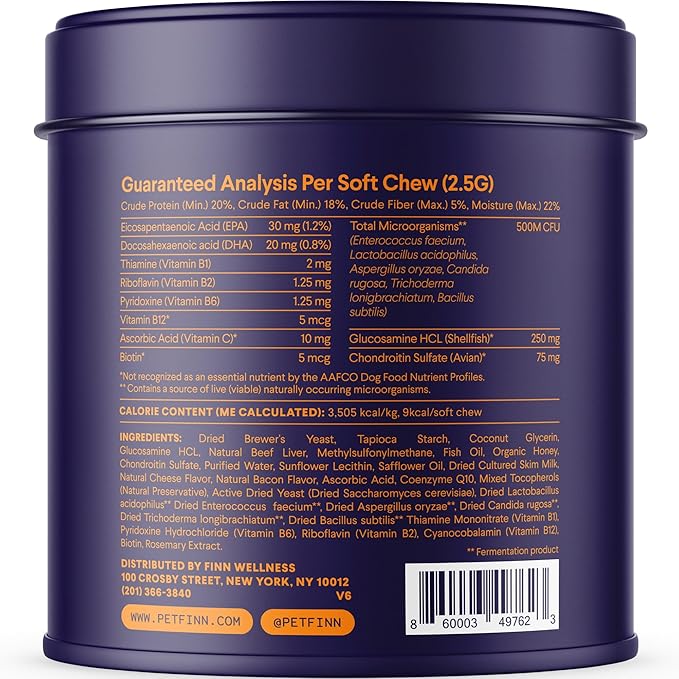 Finn All-in-1 Multivitamin for Dogs - Daily Multi with Probiotics, Omegas & Nutrients to Support Everyday Wellness - 90 Soft Chews-PawvioPets