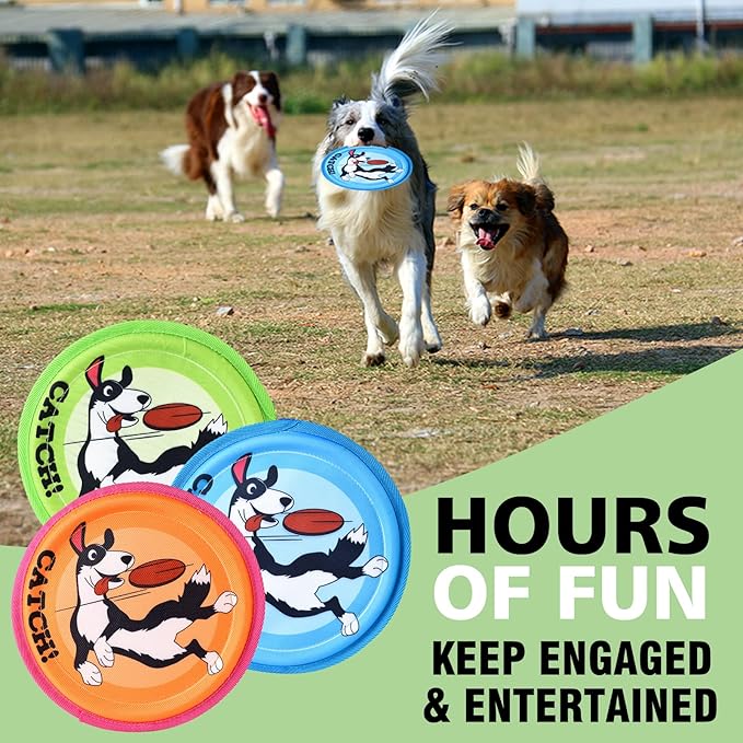 Dog Flying Disc, 3 Pack Dogs Flyer Toys, Lightweight Flying Disc Dog Fetch Toy for Small, Large Dogs & Puppies - Floats in Water & Safe on Teeth-PawvioPets