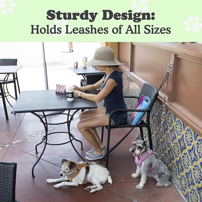 Canine Hitch- Secure Dog Leash Parking Indoor- Outdoor Wall Hook with EZ Clip - Tie Out Stainless Steel - Practical Lead Management for Home & Business-PawvioPets