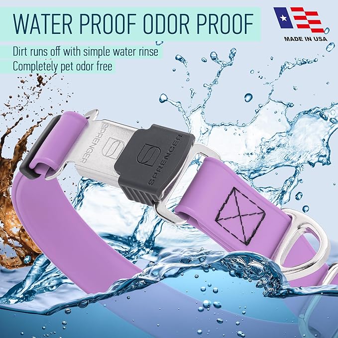 Dogline Biothane Waterproof Dog Collar with Herm Sprenger Stainless Steel Quick Release Buckle – Heavy Duty Tactical Durable Collar for Dogs – Comfortable and Safe Pet Collar, W 1" L 15-25", Amethyst-PawvioPets