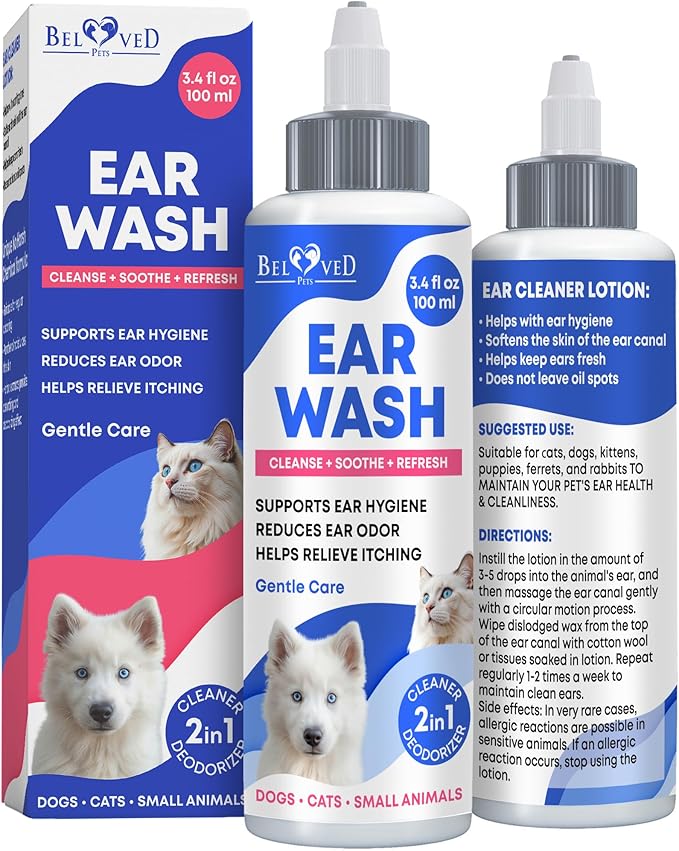 Ear Cleaner Drops & Wash Solution for Cats and Dogs – Gentle Ear Hygiene, Wax Removal & Odor Control for Pets-PawvioPets