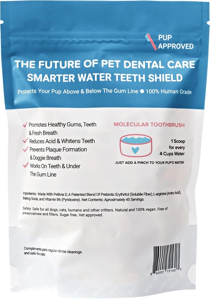 Dog Breath Freshener Powder for Water – Cat & Dog Dental Care Water Additive, Natural Plaque & Tartar Remover, Bad Breath Eliminator, Easy No-Brush Oral Hygiene – 45 Servings, Vet Recommended-PawvioPets