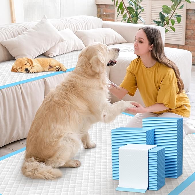 60 Count Extra Large Dog Pee Pads 28" x 34", Super Absorbent X-Large Puppy Pads Disposable Dogs Training Pads, Quick Drying Leak-Proof Dog Potty Pads for Doggies Puppies-PawvioPets