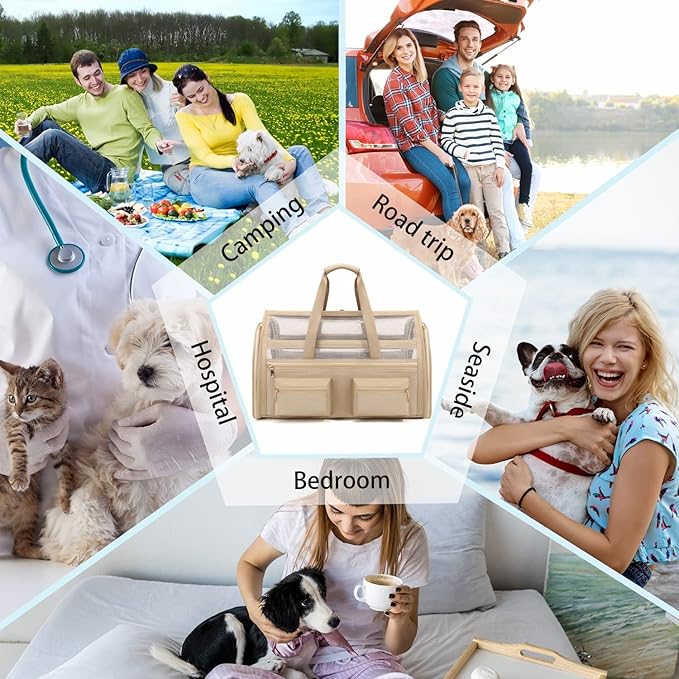Cat Carrier Bag,Soft Sided Ventilated Pet Carrier for Small Dog Airline Approved Travel Puppy Carrier with Breathable Mesh, Foldable Portable for Outdoor Car-PawvioPets