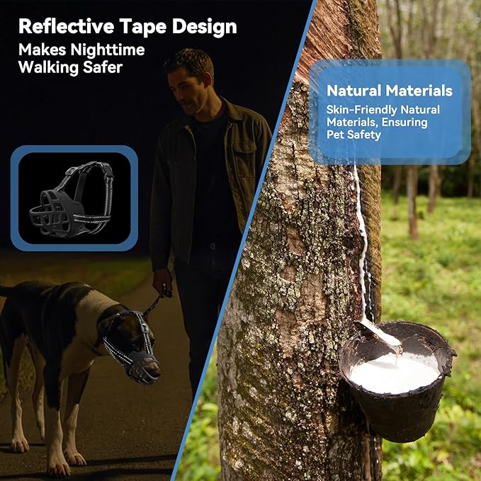 Dog Muzzle for Large Dogs, Breathable Basket Muzzles for Small, Medium and X-Large Aggressive Dog, Allows Panting Drinking, Suitable for Grooming Trimming Training (2, Black)-PawvioPets