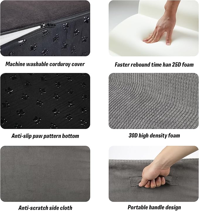 6 Step Dog Stairs&Steps 29 Inches Tall Up to 29-32 Inches High Bed, Dog Ramp Cat Stairs Pet Ladder for Small Medium Dogs, Doggie, Old Cats, Kitty, Grey-PawvioPets