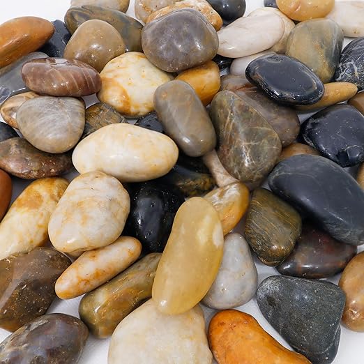 18LB 1"-2" Decorative River Rocks for Plants, Polished Pebbles for Garden Landscaping, Planters, Aquariums, Vase Fillers – Indoor & Outdoor Decor-PawvioPets
