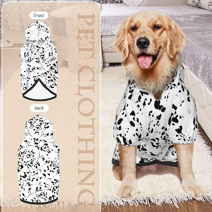 Dalmatian Hoodie, Cute Halloween Cosplay Winter Costume With Pocket, Dalmatians Print Clothes for Medium Large Dogs-PawvioPets