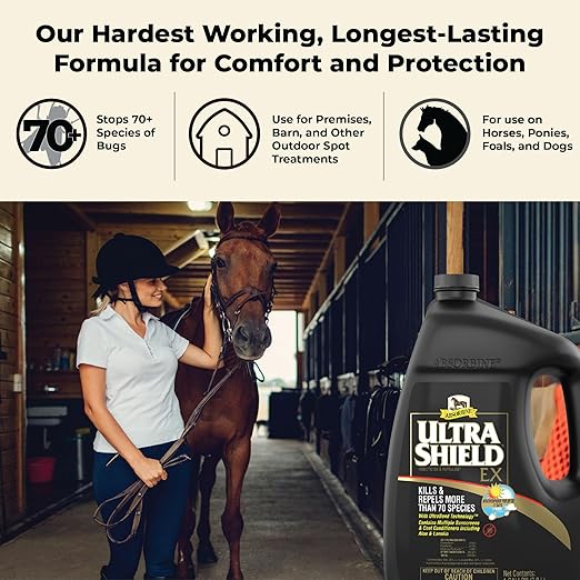 Absorbine UltraShield EX 128oz Insecticide, Kills & Repels Flies, Mosquitoes, Ticks, Fleas, Lice, Use on Horses, Dogs, Premises-PawvioPets