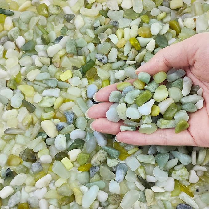 2 lbs Jade Rocks for Plants Indoor, 3/8 inch Small Pebbles for Indoor Plants, Decorative Rocks for Succulents Cactus Bamboo Vases Landscaping Drainage and Outdoor Garden Rocks-PawvioPets