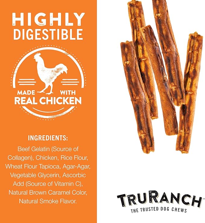 Collagen Rolls - 9" Collagen Rolls for Dogs - Long Lasting Healthy Joint Support - Rawhide Alternative - Skin & Coat Health - Made with Real Chicken, Value Pack, 15 Bags, 45 Count