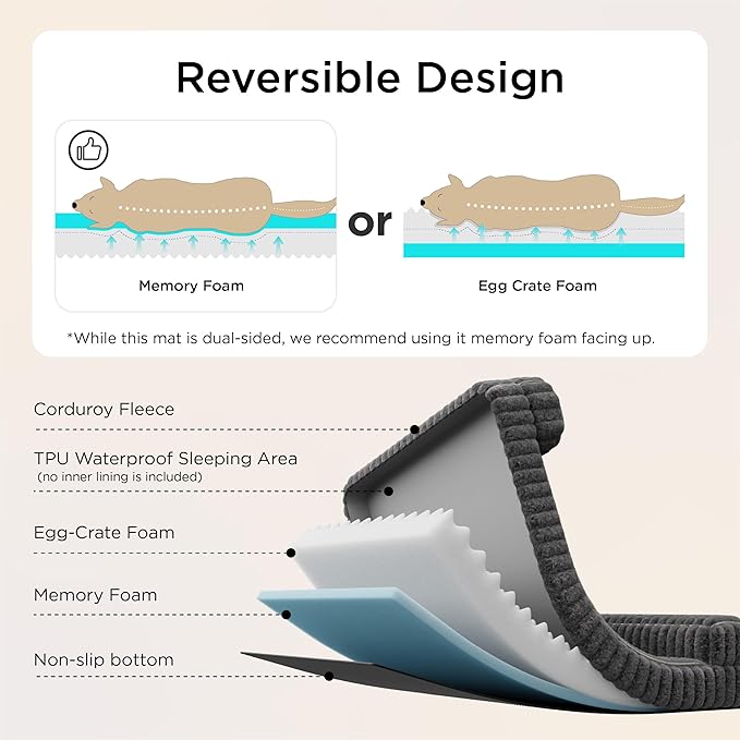 Bedsure Orthopedic Dog Beds Large Sized Dog, Waterproof Memory Foam Pet Bed with Sides, Non-Slip Bottom and Egg-Crate Foam Large Pet Couch Sofa with Washable Removable Corduroy Cover, Cream-PawvioPets