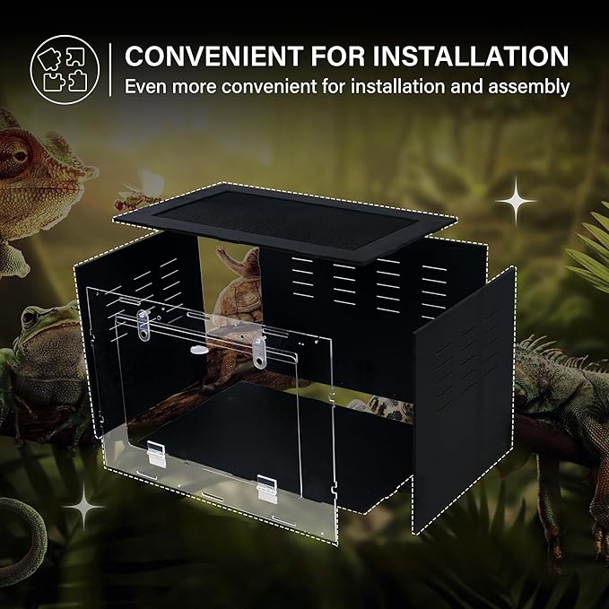 10 Gallon Reptile Tank – Reptile Enclosure for Leopard Geckos, Snakes & Bearded Dragons – Lizard Tank, Hermit Crab & Gecko Habitat-PawvioPets