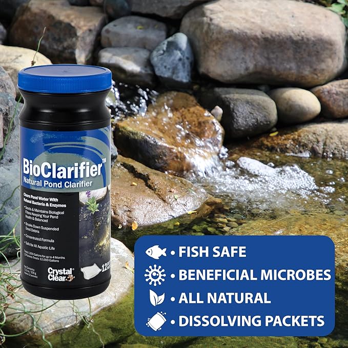 CrystalClear BioClarifier Small Pond & Water Garden Clarifier & Cleaner, Cloudy Water Beneficial Microbe Treatment, Fish, Plant & Pet Safe, 24 Packets-PawvioPets