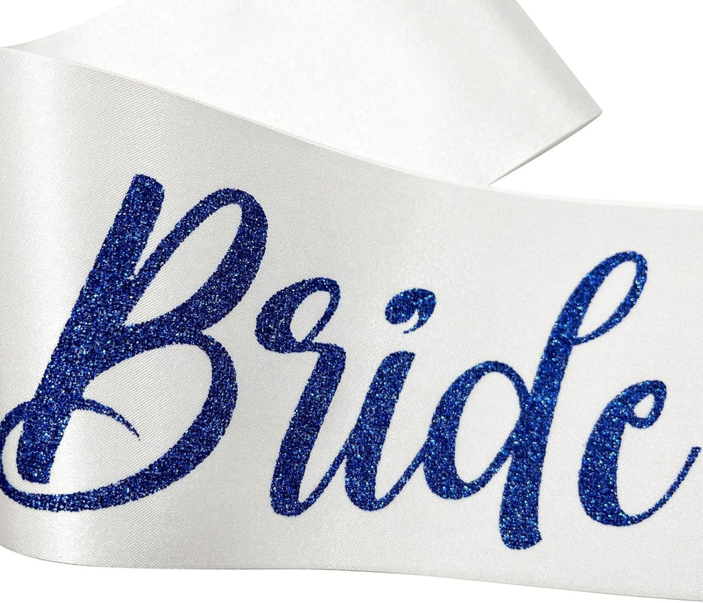 Bride to Be Sash Blue, Bride Sash Bachelorette Party Bridal Shower Sashes Bachelor Decorations Just Married Gift Engaged Decor Accessories,White Blue