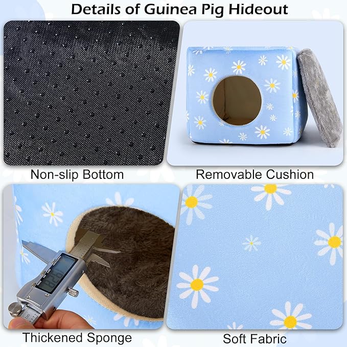 Bienbee Guinea Pig Hideout, Washable Guinea Pigs House Cozy Guinea Pigs Bed for Small Pet Bunny/Rabbit/Hamster/Chinchilla Guinea Pig Accessories Daisy-PawvioPets