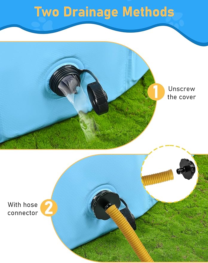 Foldable Dog Pool, Lexda Hard Plastic Shell Pet Swimming Pools for Large Dogs, Collapsible Plastic Pet Pool, Portable Bathing Tub for Dogs (79x12inch)-PawvioPets