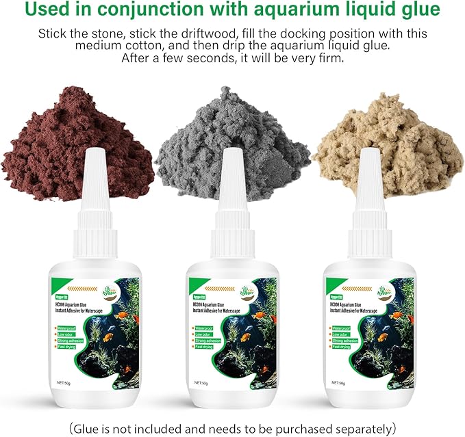 Cotton Wool for Aquascape - Gap Filler Cotton for Rocks & Wood | Aquarium Safe Bonding Material | Secure Adhesive Helper(Gray (Seiryu Stone Color))-PawvioPets