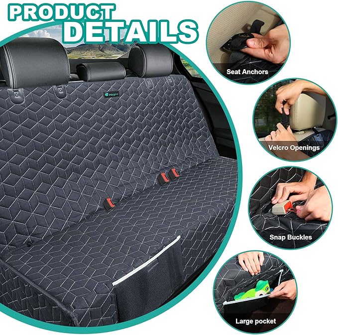 Dog Car Seat Covers for Back Seat,Waterproof Pet Bench Seat Covers for Trucks Ford f150/Ram1500/Nissan Frontier/Toyota Tacoma/GMC Canyon/Silverado Scratch Nonslip Truck Seat Cover for Dogs-PawvioPets