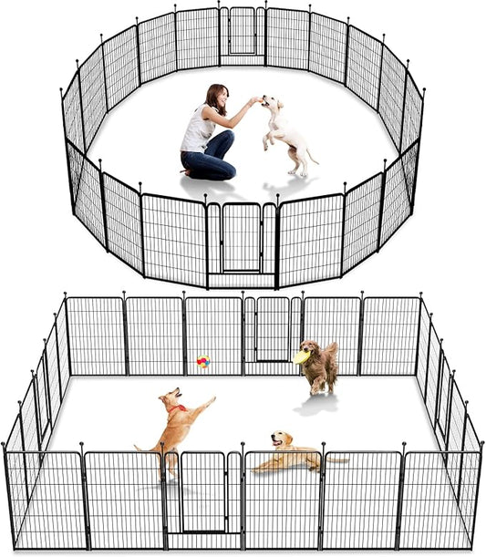Dog Playpen 40 inch 22 Panels Indoor Outdoor Dog Pen for Large/Medium/Small Dogs Heavy Duty Metal Dog Fence Outdoor for Yard, Puppy Playpen with Door Portable Pet Fence for RV Camping Yard-PawvioPets